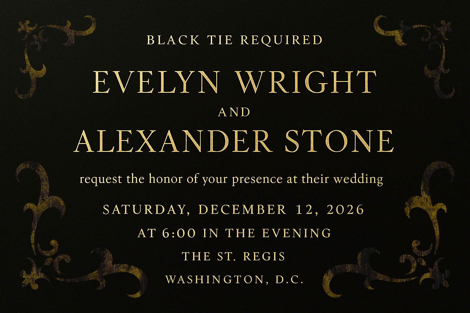 Evelyn & Alexander Black Tie Invite