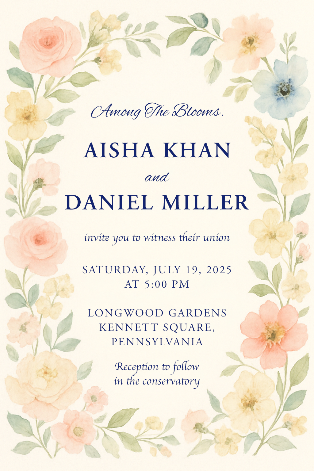 Aisha & Daniel Blooms Invite