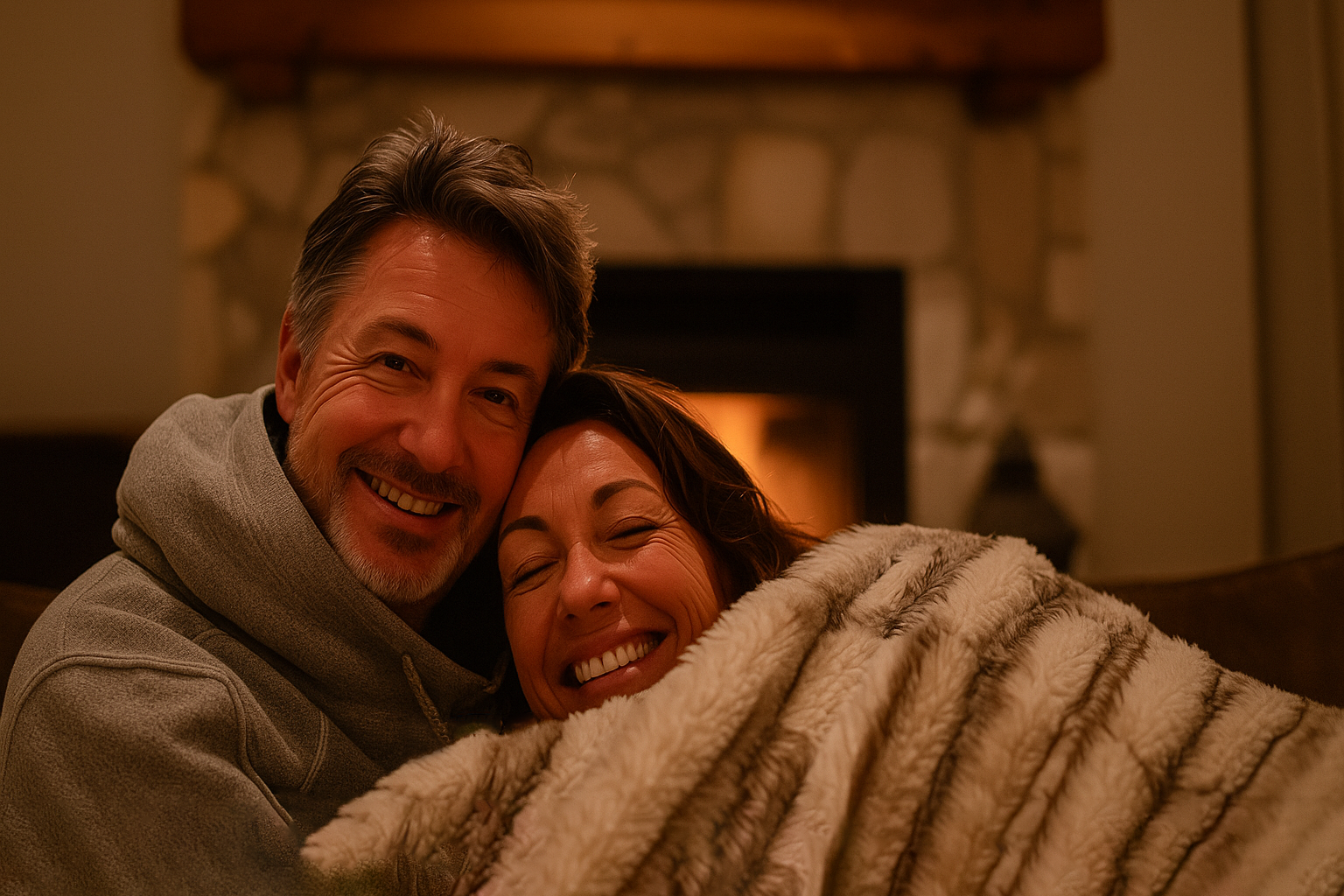 Marty & Jen Cuddled Fireplace