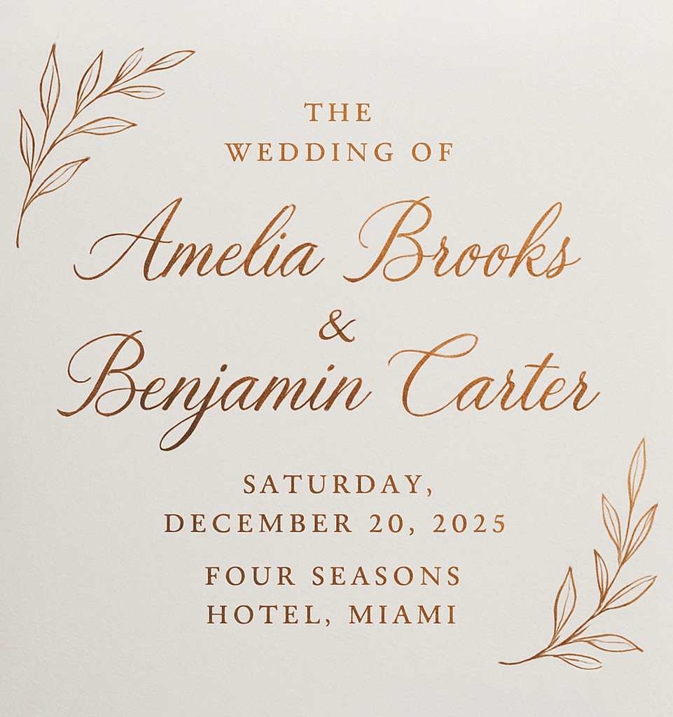 Amelia & brooks Four Seasons Invite