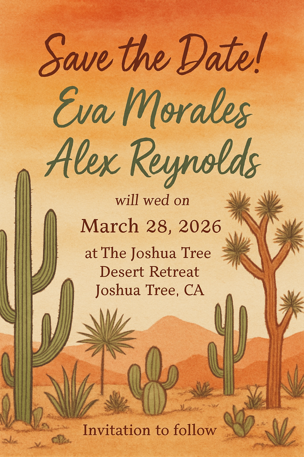 Eva & Alex Joshua Tree Save The Date