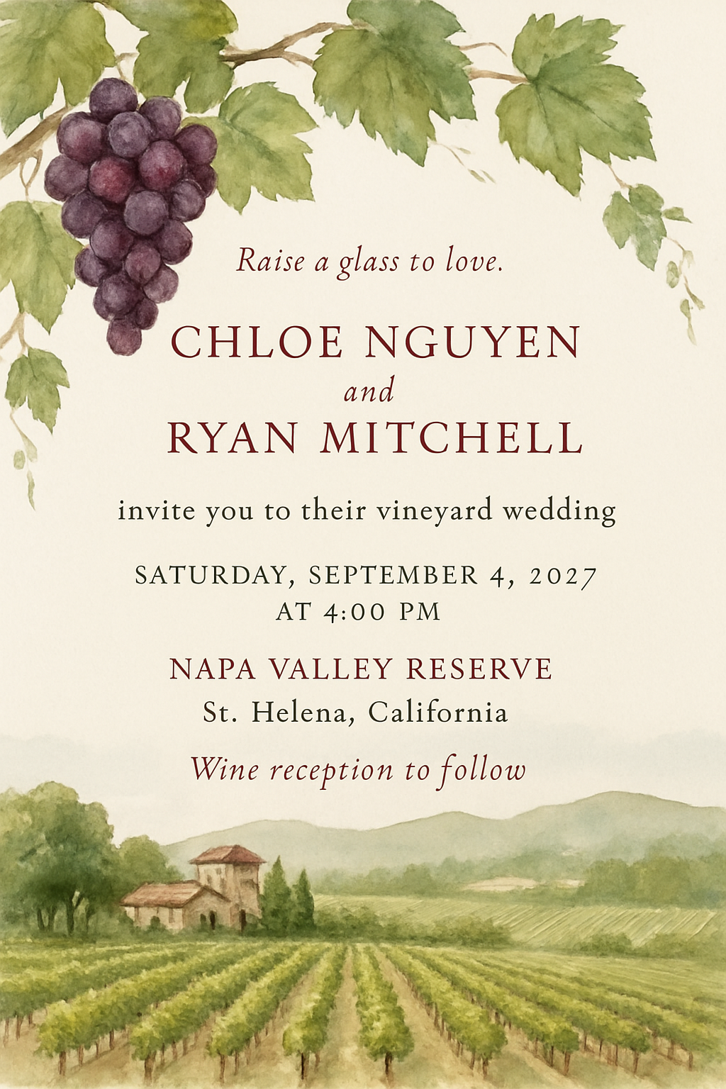 Chloe & Ryan Vineyard Invite